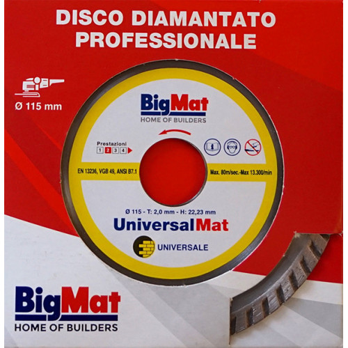 Disco diamantato universale UNIVERSALMAT - 115 mm
