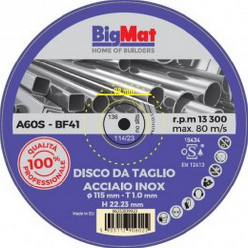 BIGMAT DISCO DA TAGLIO Pro ACCIAIO INOX 115x1 mm