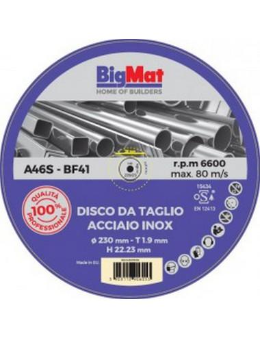 BIGMAT DISCO DA TAGLIO Pro ACCIAIO INOX 230 mm