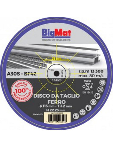 BIGMAT DISCO DA TAGLIO Pro FERRO 115 mm